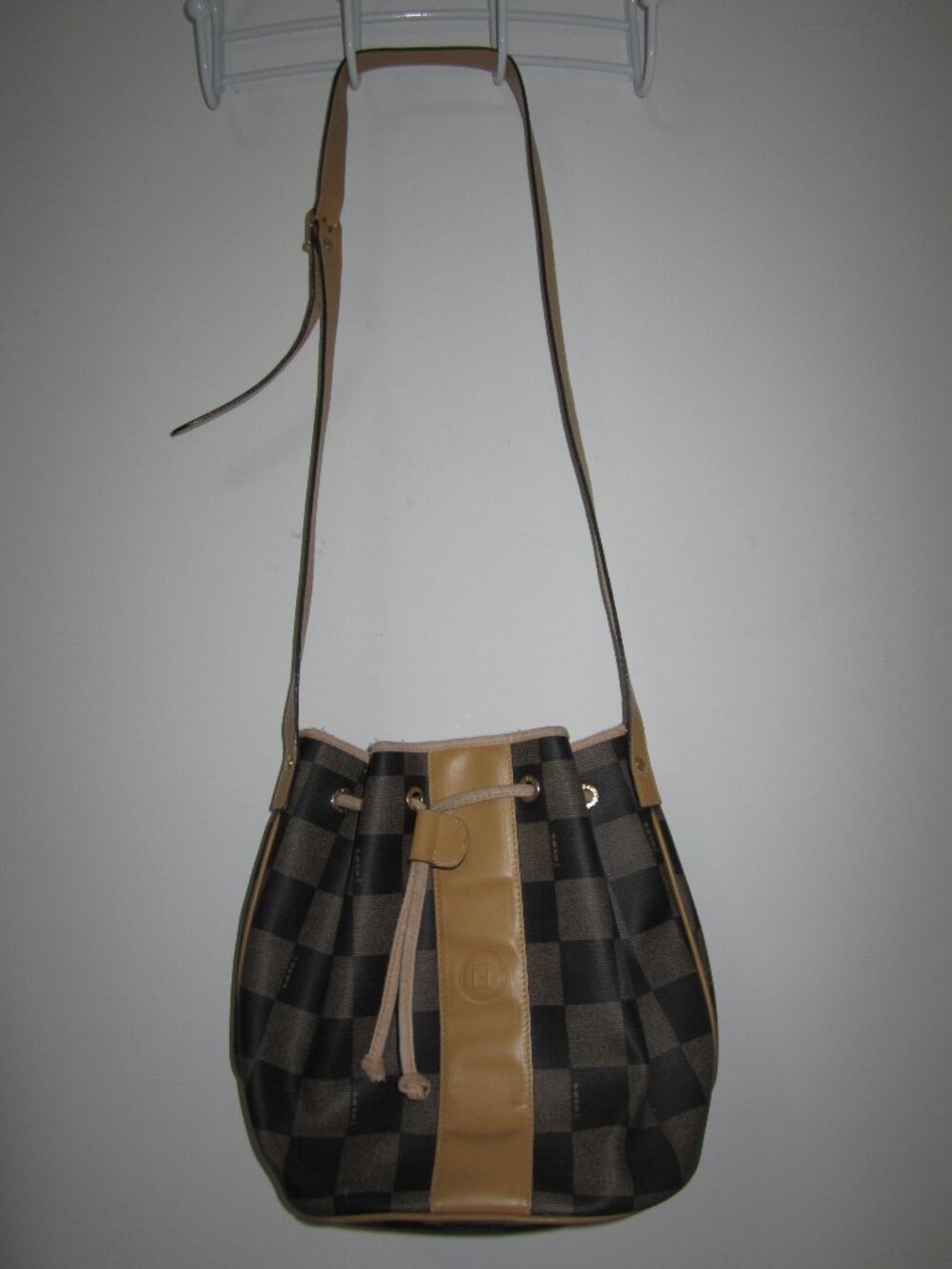 Fendi Vintage Pequin Check Bucket Bag